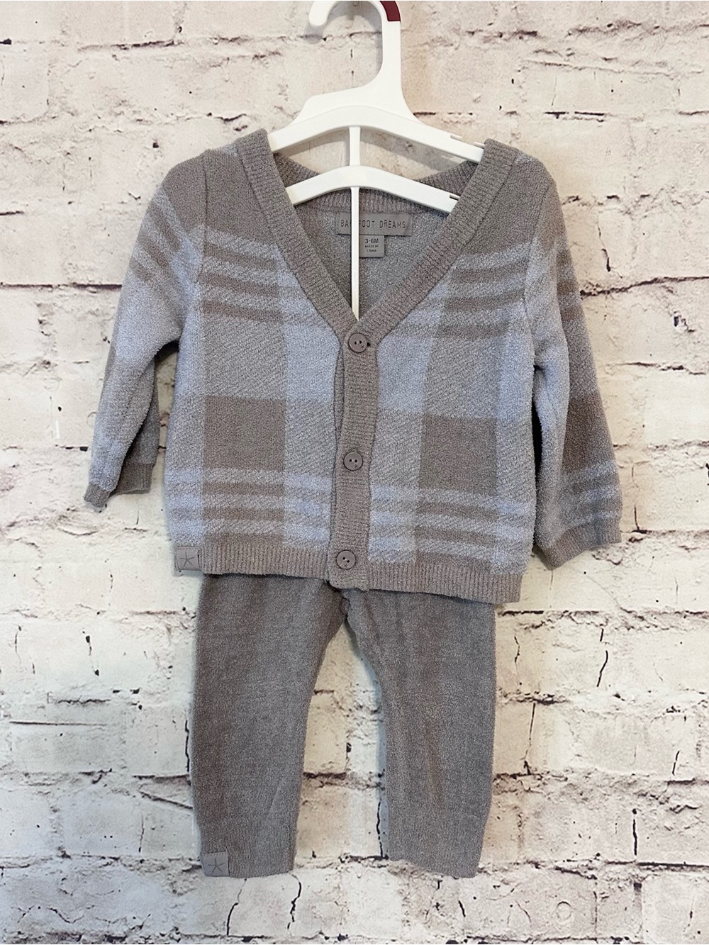 Barefoot Dreams Baby Gray Cozy Knit Sweater 2 piece set